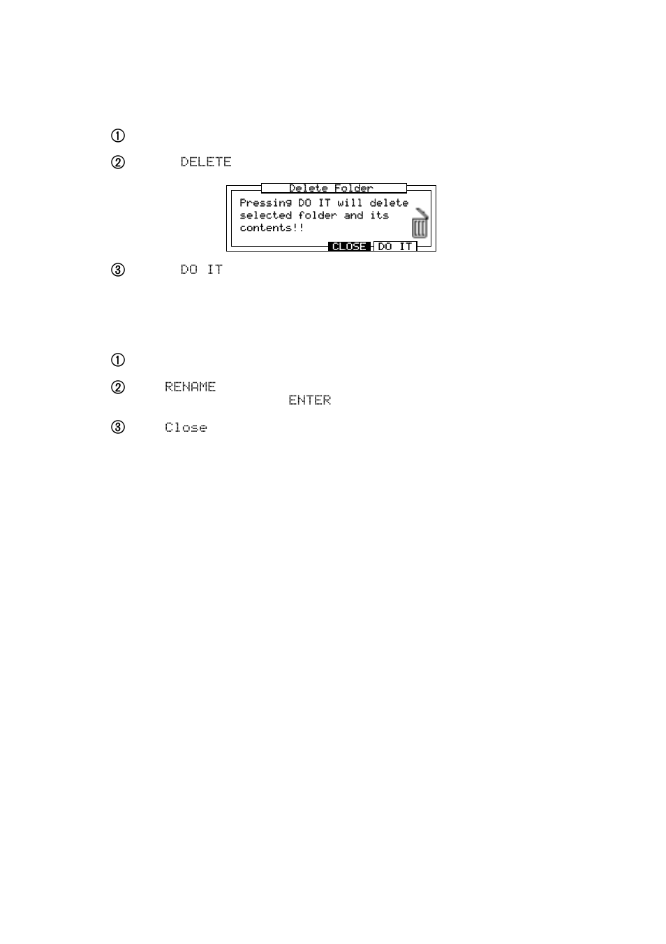 Deleting folders, Renaming folders | Akai MPC 2000xl User Manual | Page 174 / 208