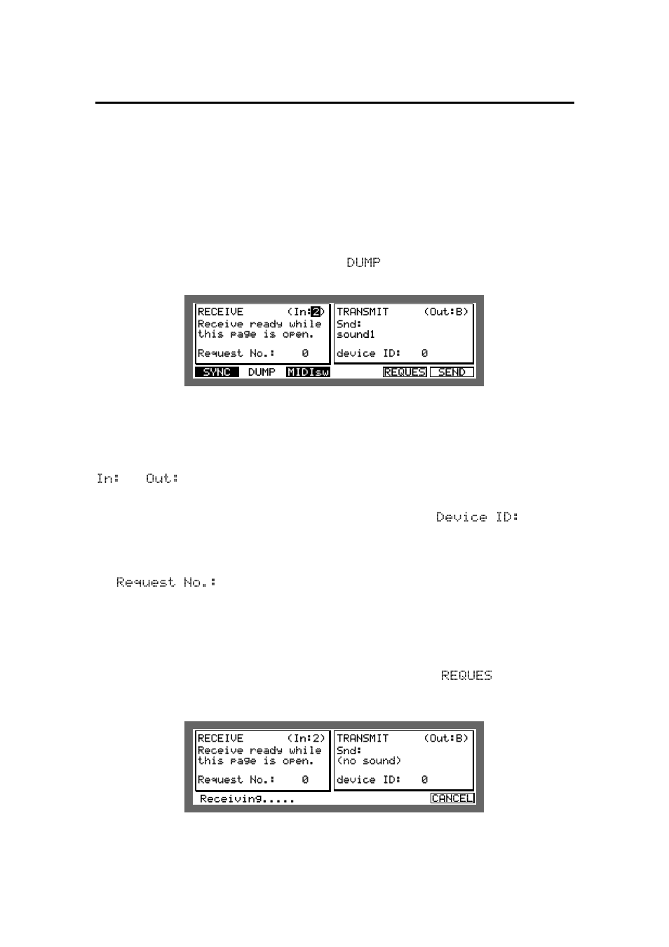 Midi sample dump, Sample dump setting, Receiving sample data | Receiveing sample dump | Akai MPC 2000xl User Manual | Page 194 / 208