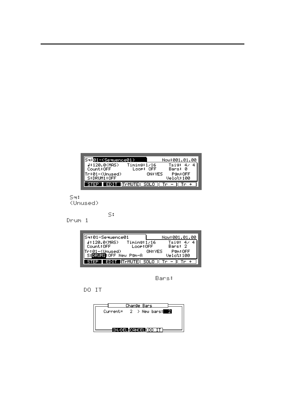 Examples of sequence recordings, Example 1: recording a drum pad performance | Akai MPC 2000xl User Manual | Page 37 / 208