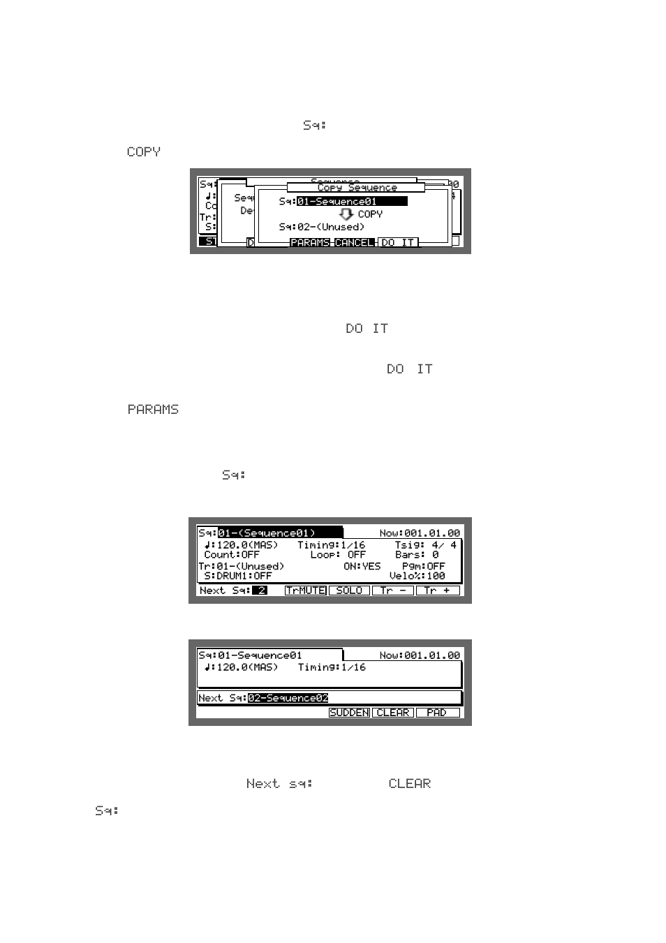 Next sequence function, Copying a sequence | Akai MPC 2000xl User Manual | Page 45 / 208