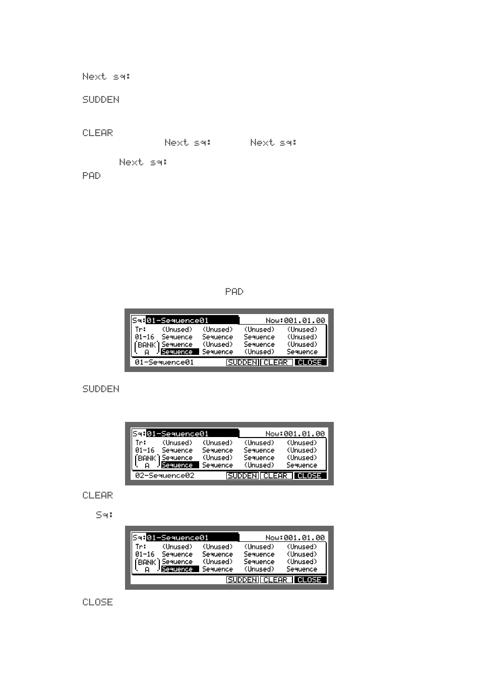 Selecting the next sequence with the drum pads | Akai MPC 2000xl User Manual | Page 46 / 208