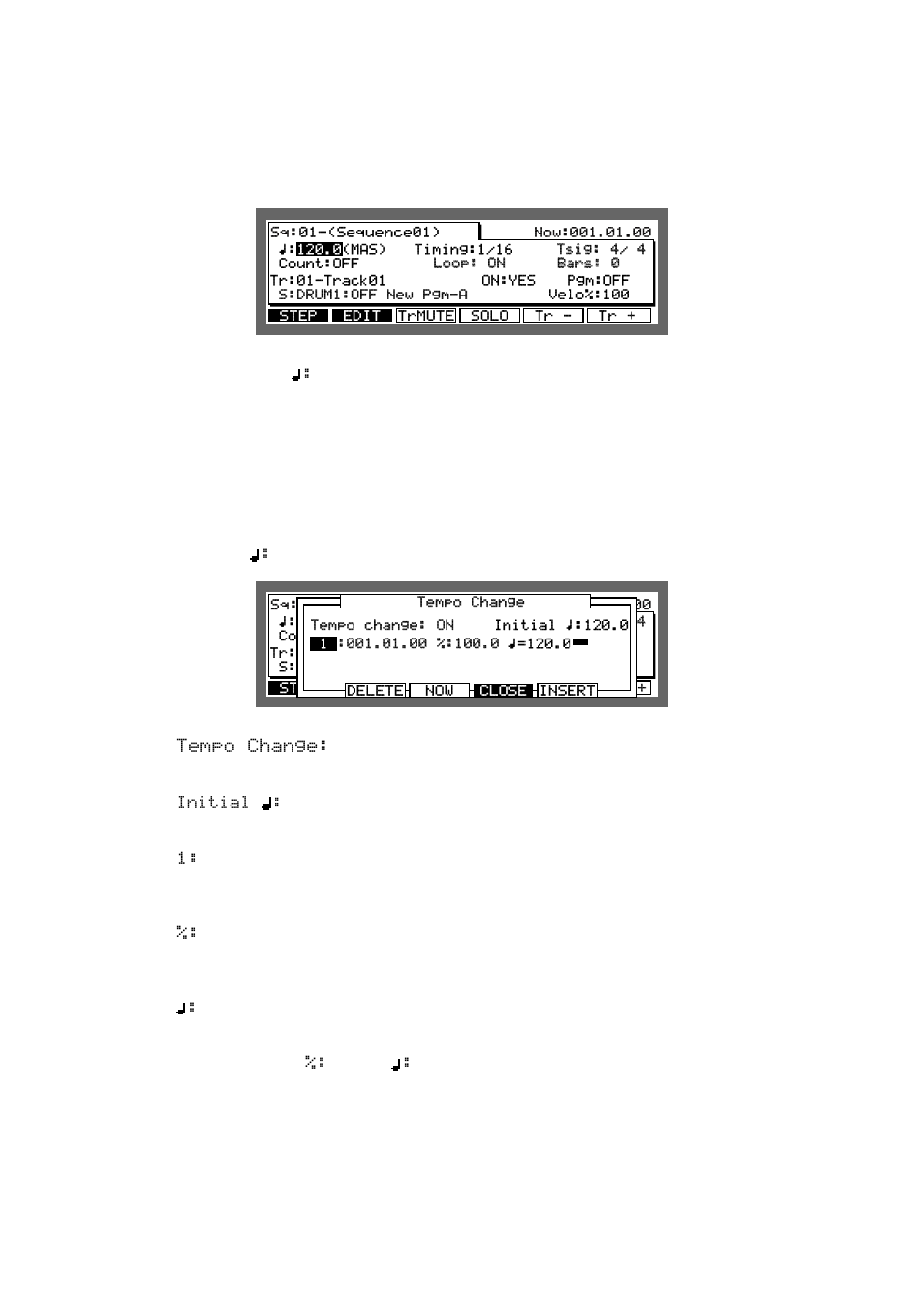 Setting the tempo, Tempo change window | Akai MPC 2000xl User Manual | Page 48 / 208