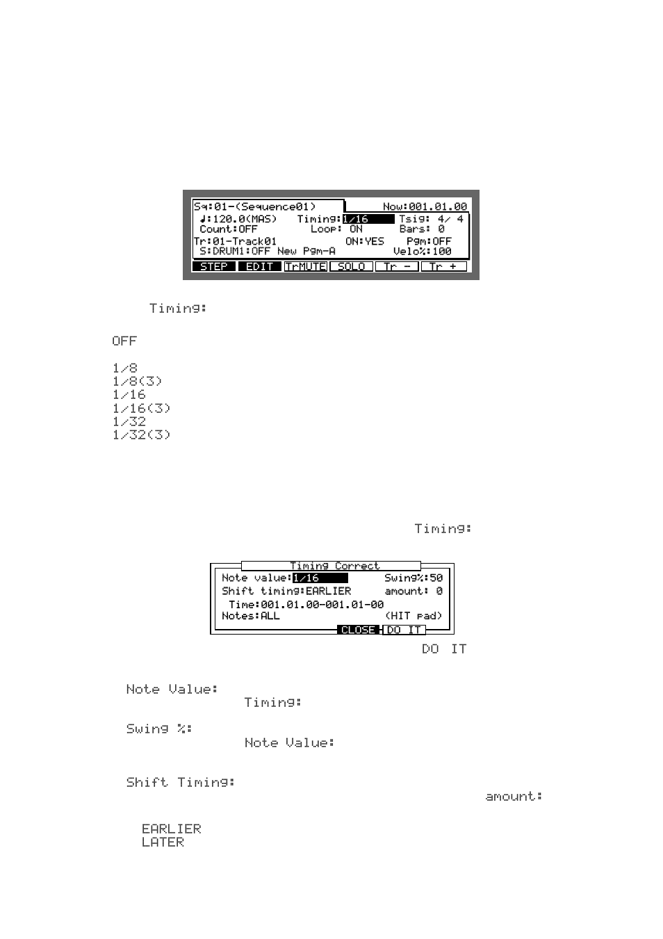 Setting the time correct (quantization) | Akai MPC 2000xl User Manual | Page 51 / 208