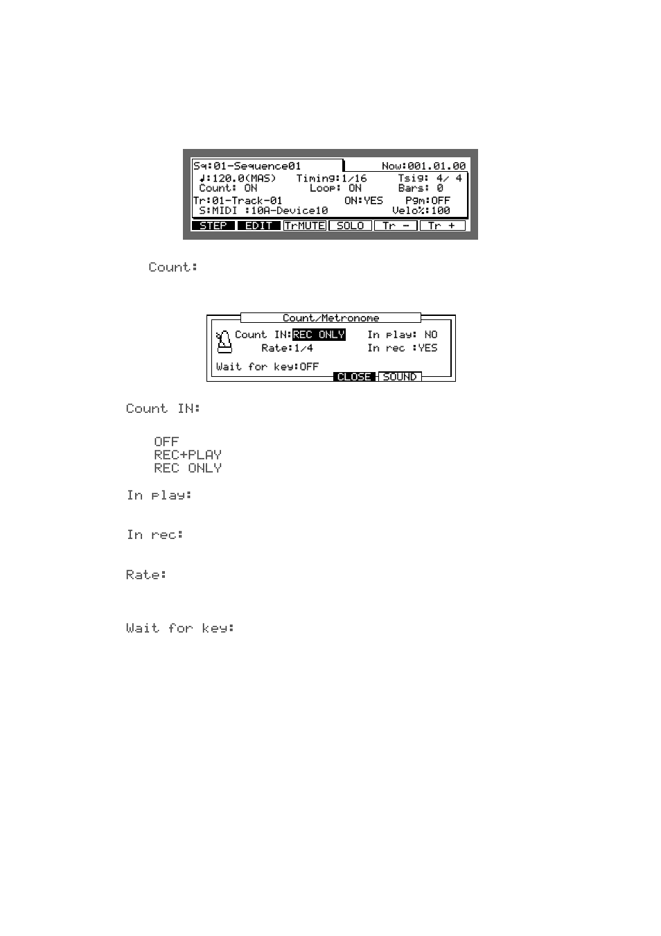 Setting the recording count in / metronome | Akai MPC 2000xl User Manual | Page 56 / 208