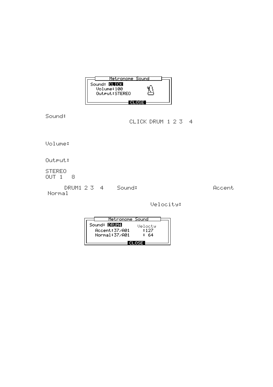 Setting the metronome sound, volume and output | Akai MPC 2000xl User Manual | Page 57 / 208