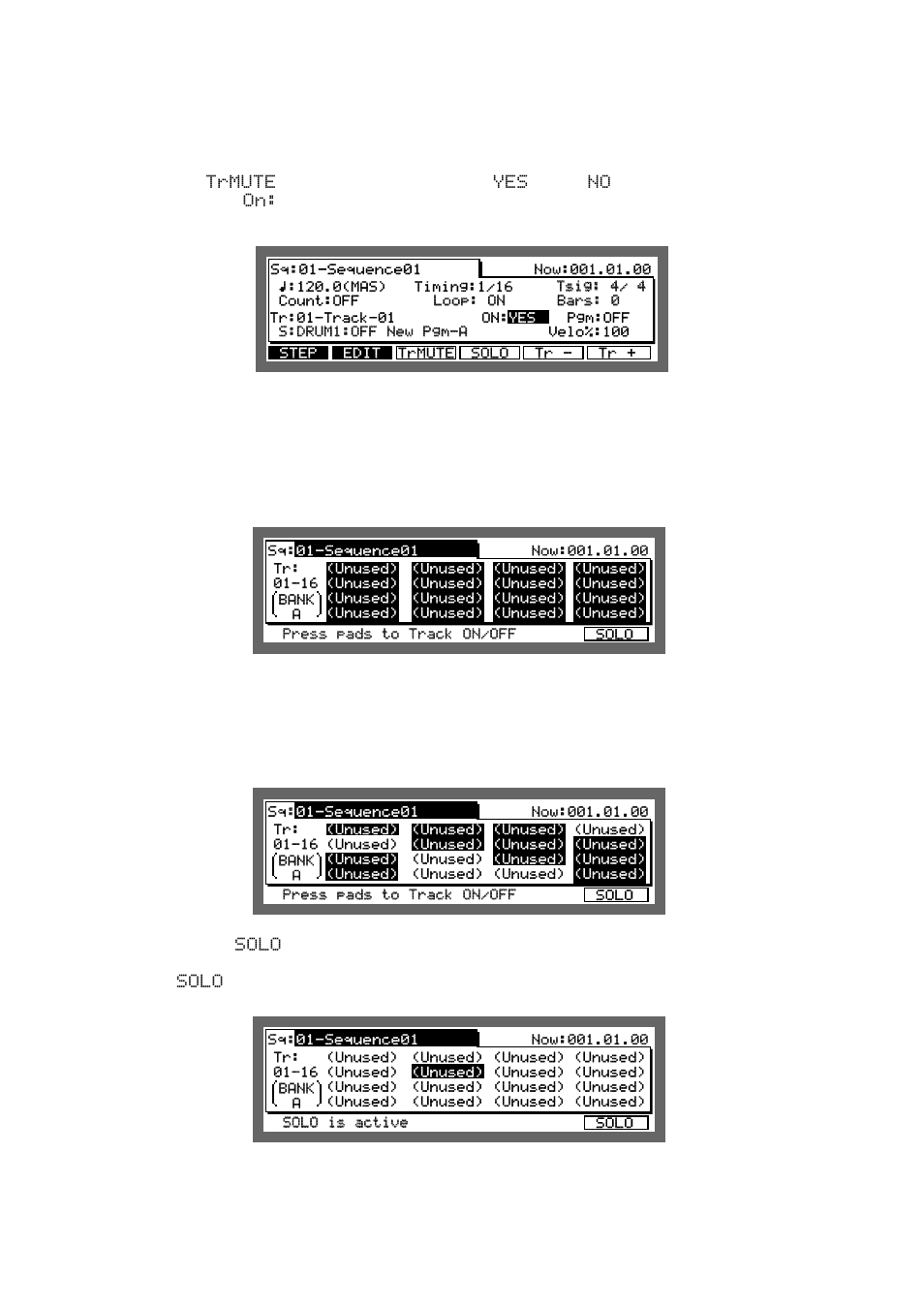 Turning the track on or off, Turning tracks on or off with the drum pads | Akai MPC 2000xl User Manual | Page 60 / 208