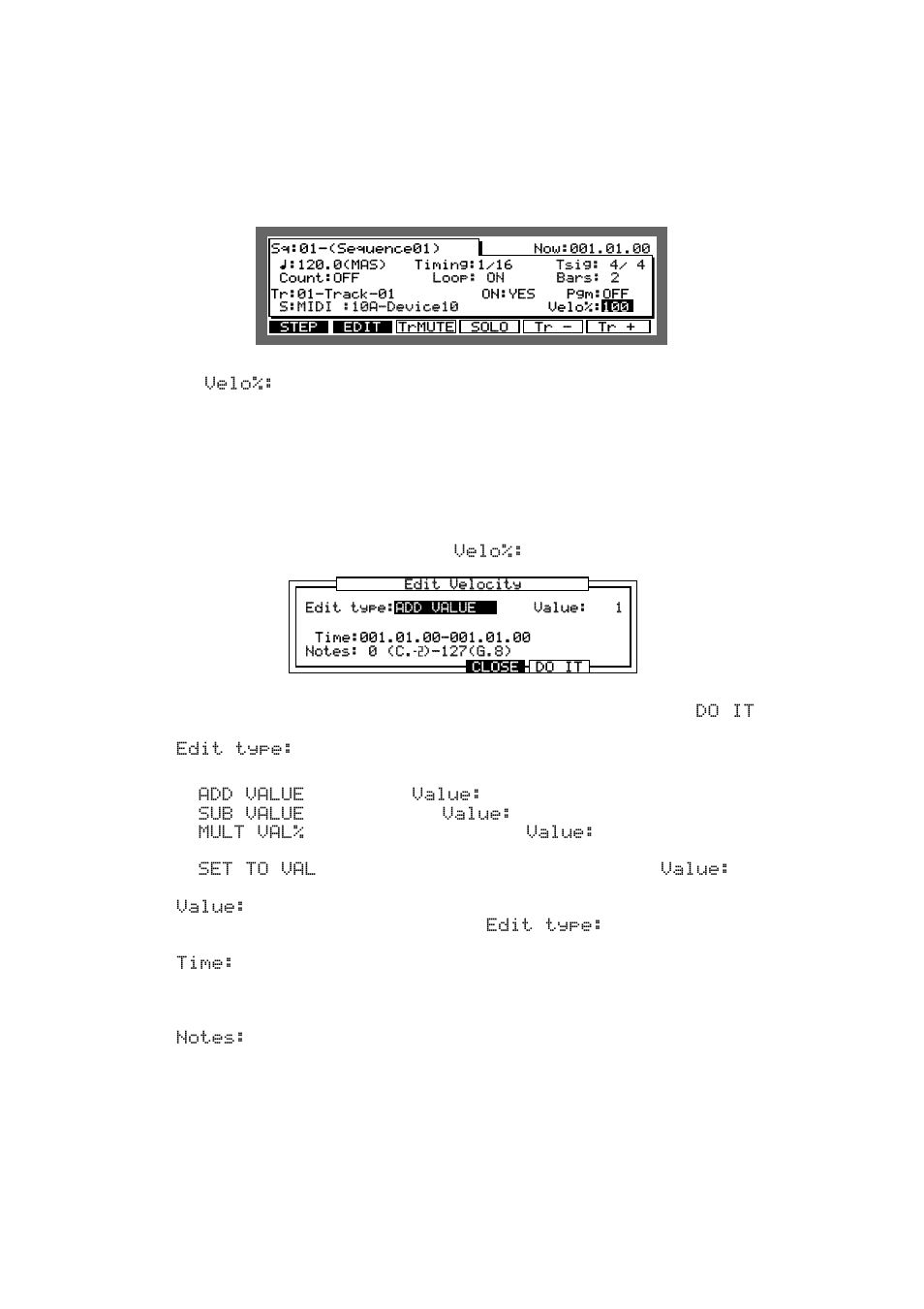 Editing the velocity | Akai MPC 2000xl User Manual | Page 66 / 208