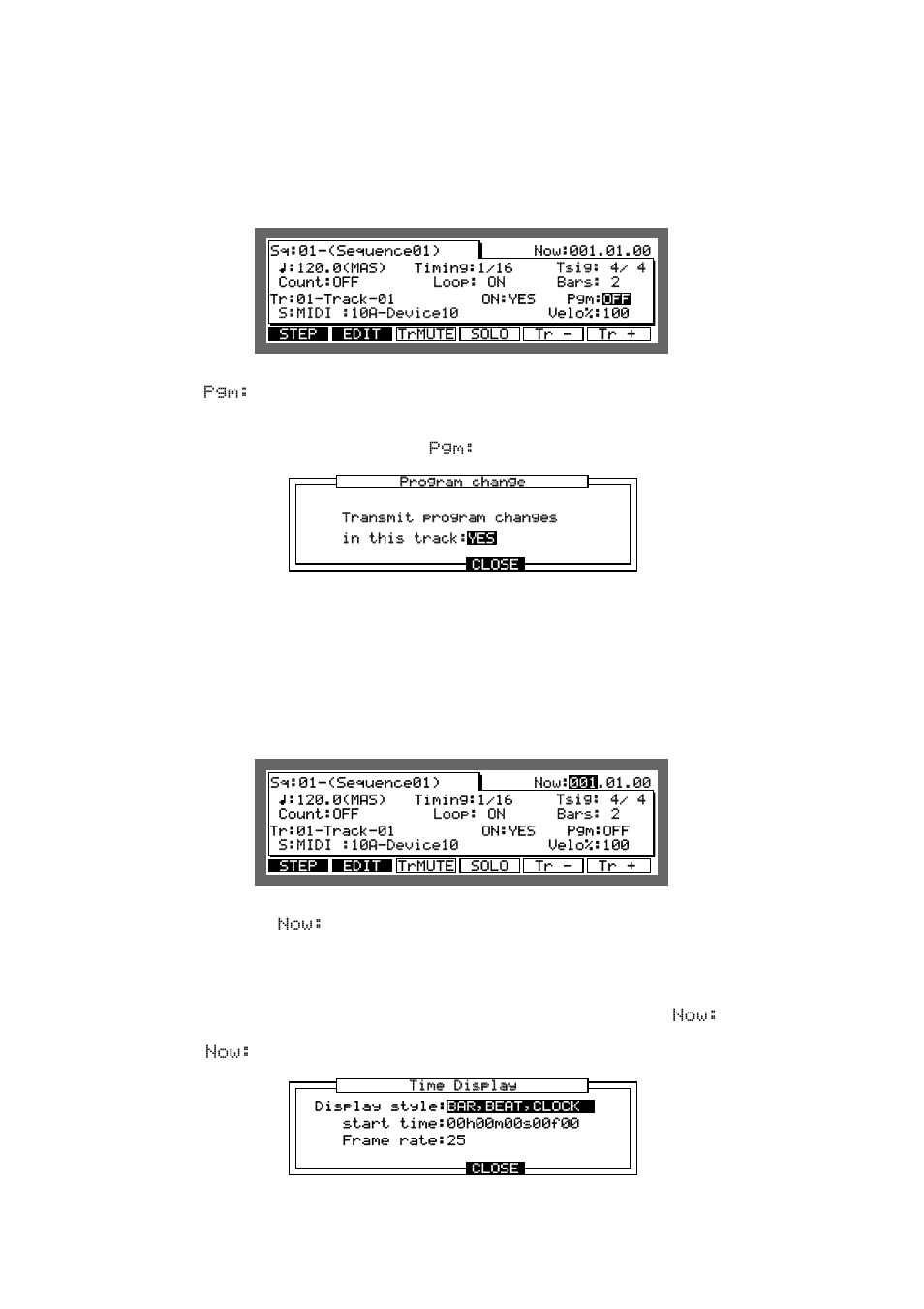 Setting the program change transfer, Locating with the data wheel, Units used to locate a point | Akai MPC 2000xl User Manual | Page 67 / 208