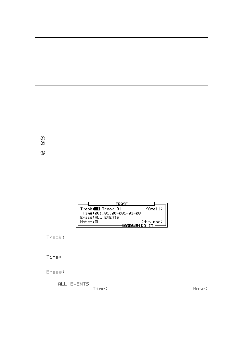 Overview, Erasing data with the erase key, Erasing a note in real time | Using the erase window to erase data | Akai MPC 2000xl User Manual | Page 73 / 208