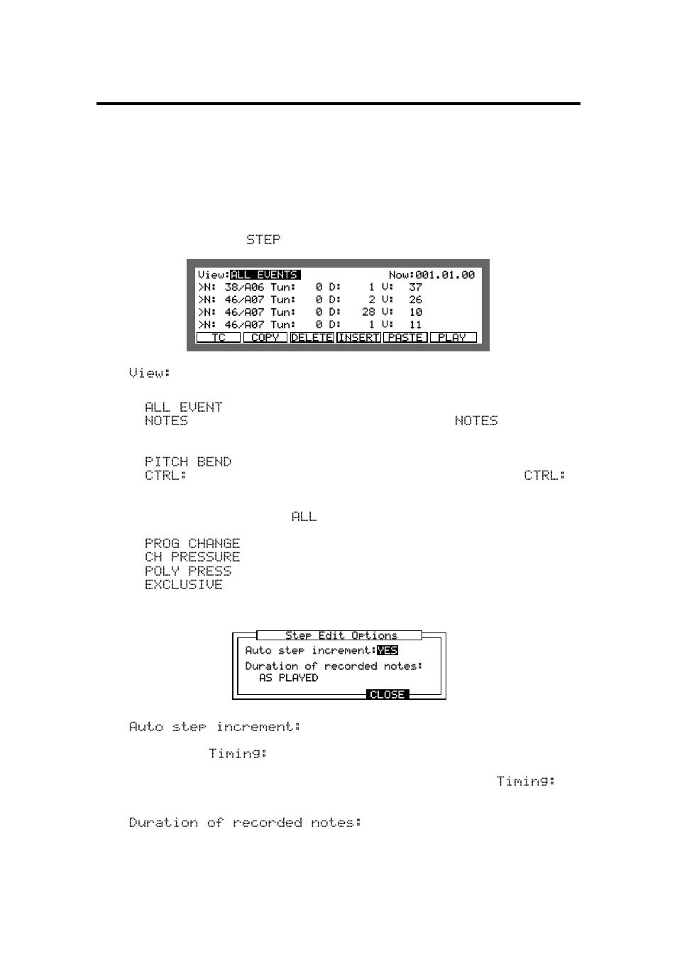 Step editing, Step editing screen | Akai MPC 2000xl User Manual | Page 75 / 208