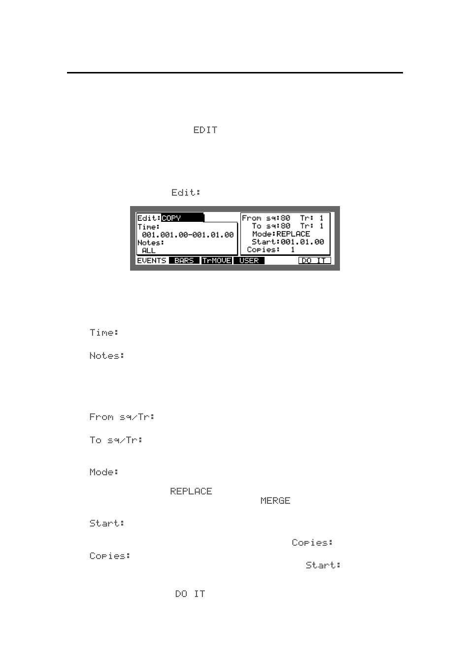 The editing screen, Copying an event | Akai MPC 2000xl User Manual | Page 80 / 208