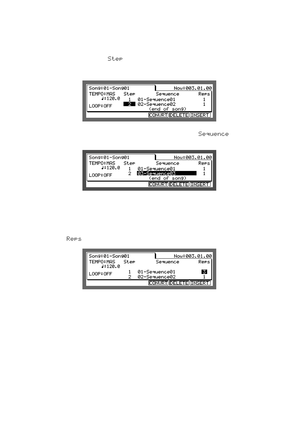 Selecting a step and changing the sequence, Repeating a sequence | Akai MPC 2000xl User Manual | Page 95 / 208
