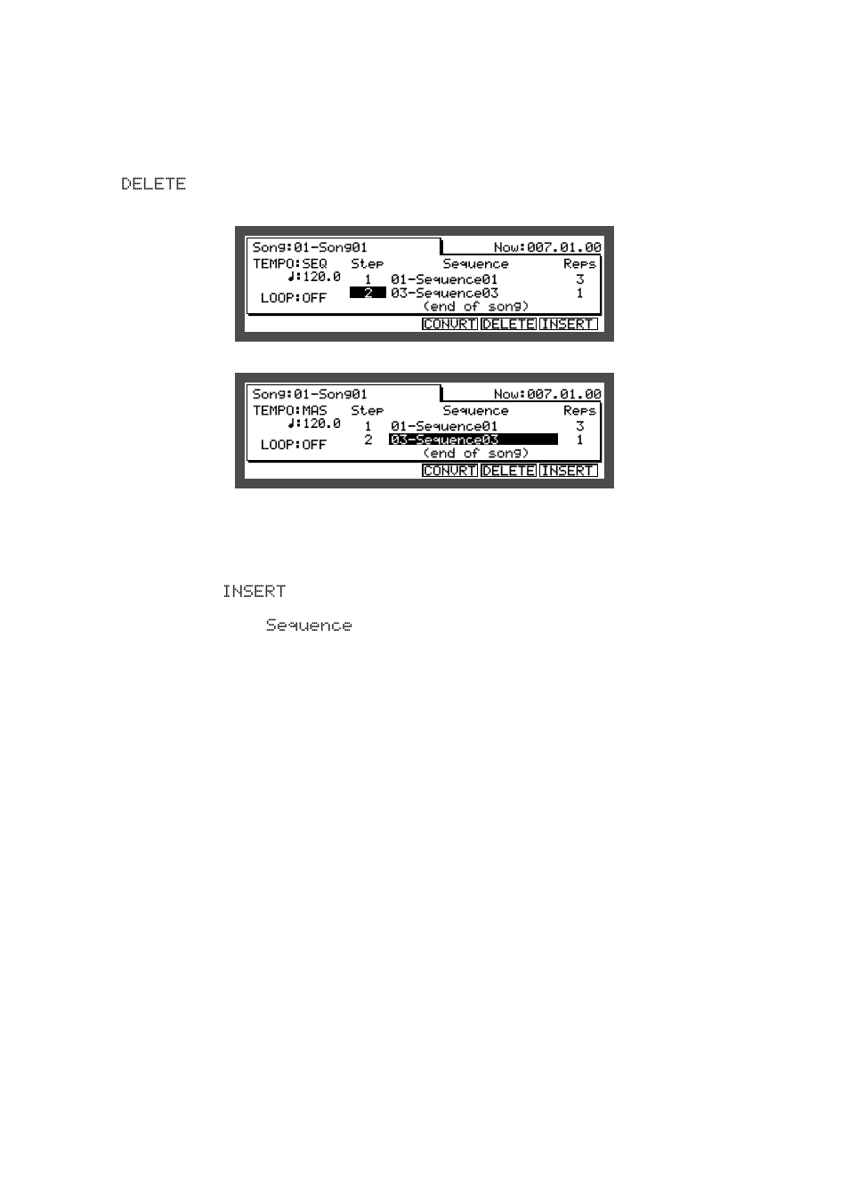Deleting a step, Inserting a step | Akai MPC 2000xl User Manual | Page 96 / 208