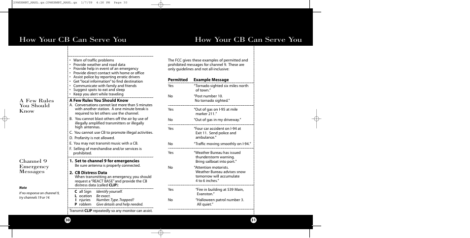 How your cb can serve you, Channel 9 emergency messages, A few rules you should know | Cobra Electronics 29 WX NW BT User Manual | Page 16 / 22