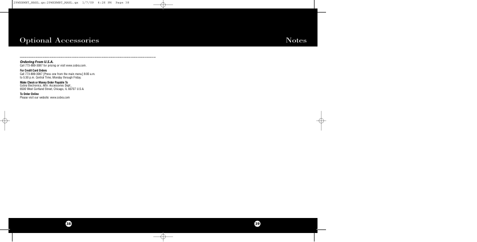 Optional accessories | Cobra Electronics 29 WX NW BT User Manual | Page 20 / 22