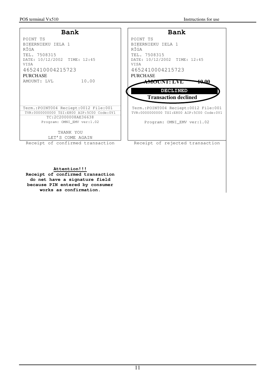 Bank | VeriFone Vx510 User Manual | Page 11 / 28