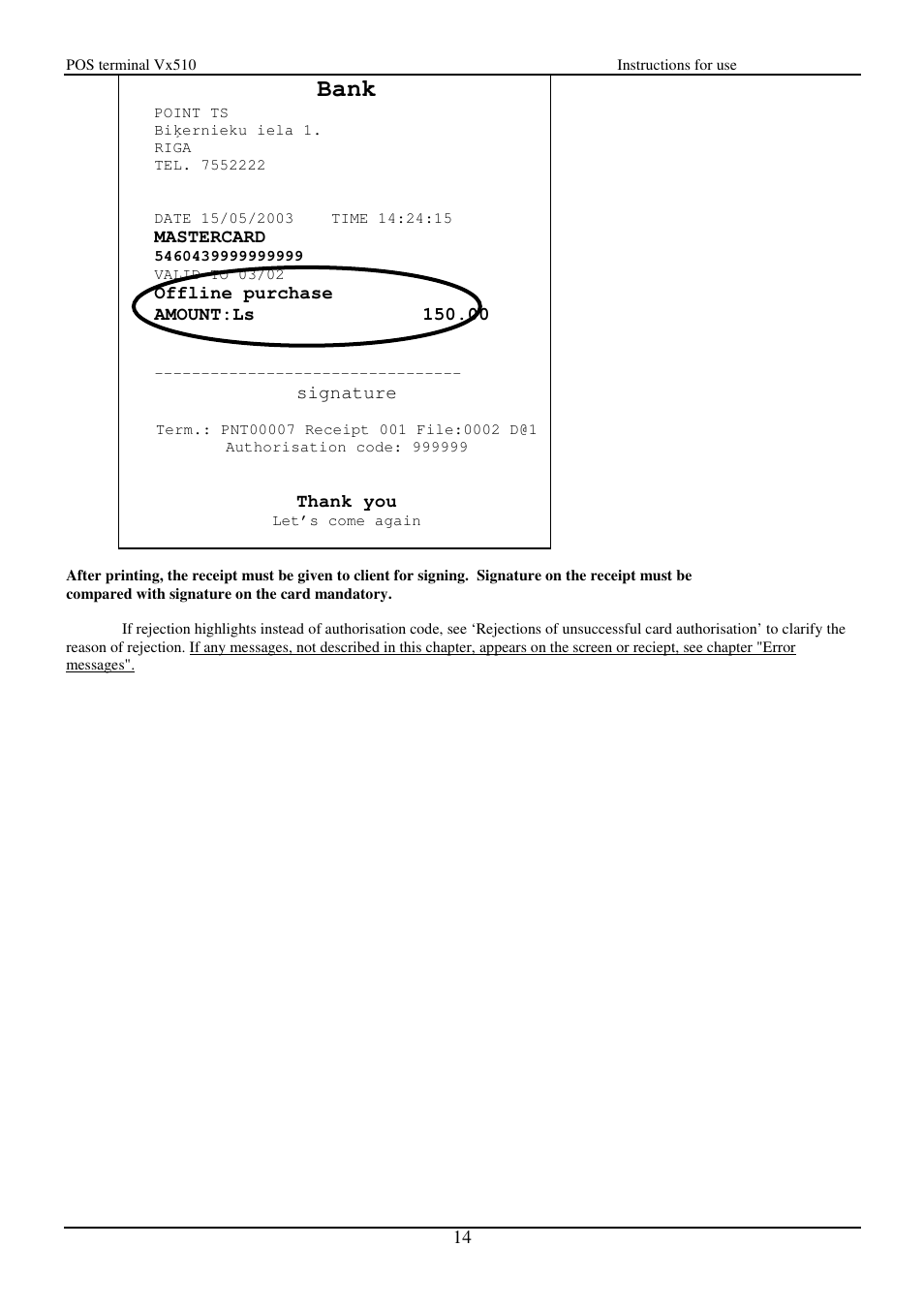Bank | VeriFone Vx510 User Manual | Page 14 / 28