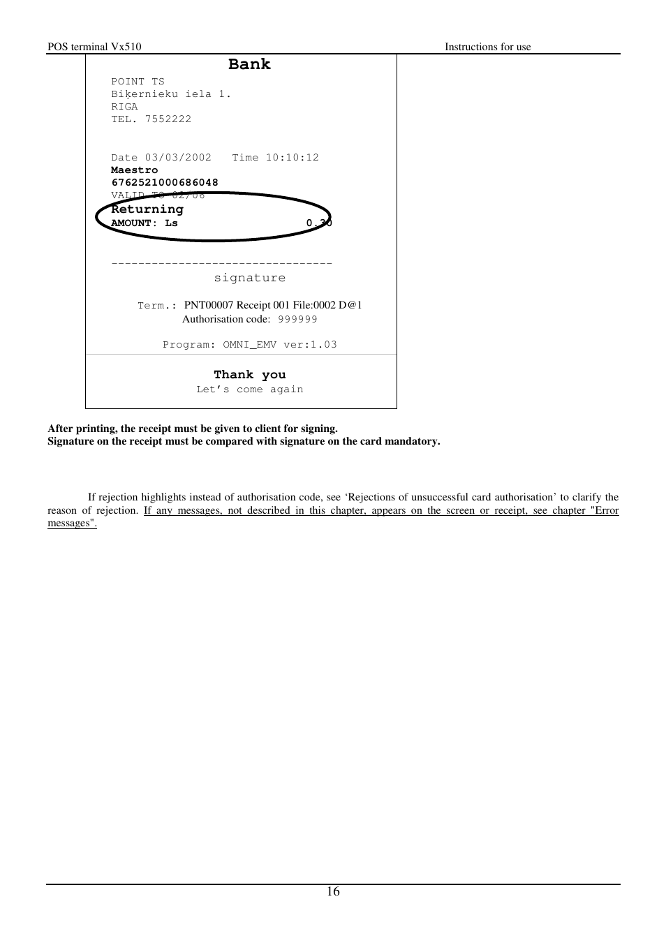 Bank | VeriFone Vx510 User Manual | Page 16 / 28