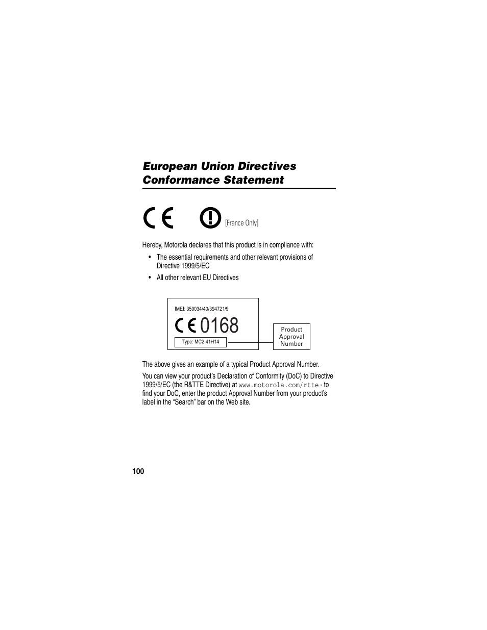 European union directives conformance statement | Motorola RAZR V3 User Manual | Page 102 / 110