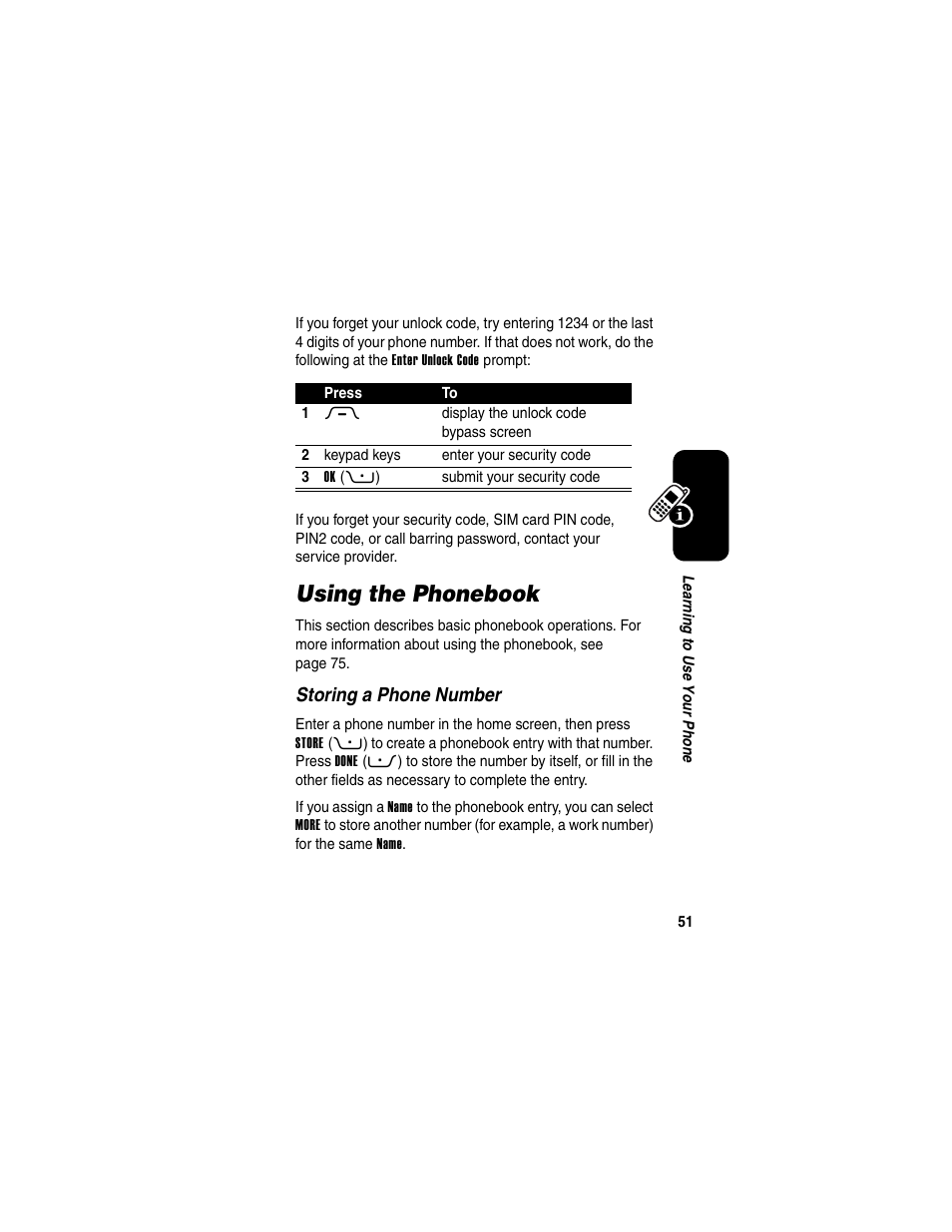 Using the phonebook | Motorola RAZR V3 User Manual | Page 53 / 110