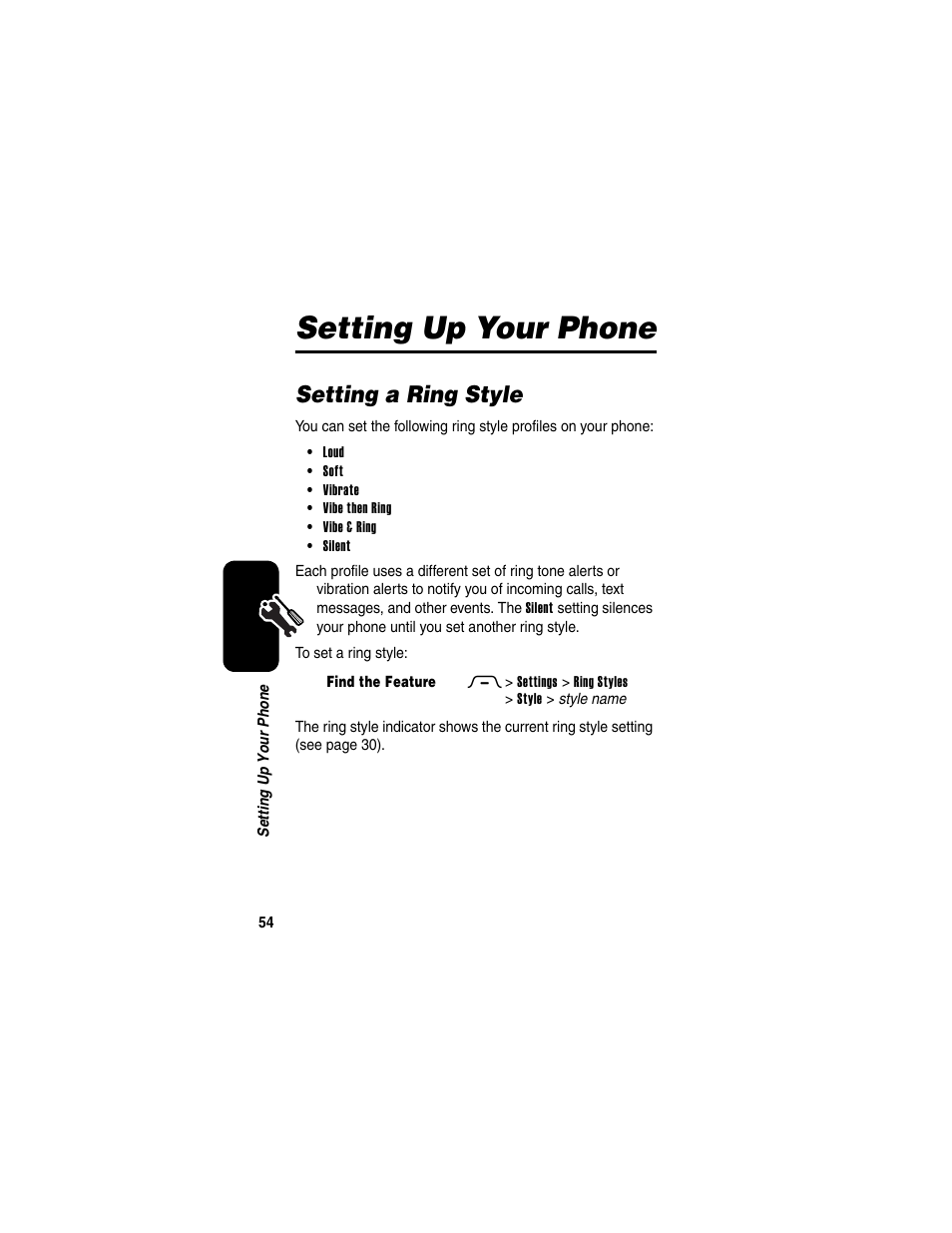 Setting up your phone, Setting a ring style | Motorola RAZR V3 User Manual | Page 56 / 110