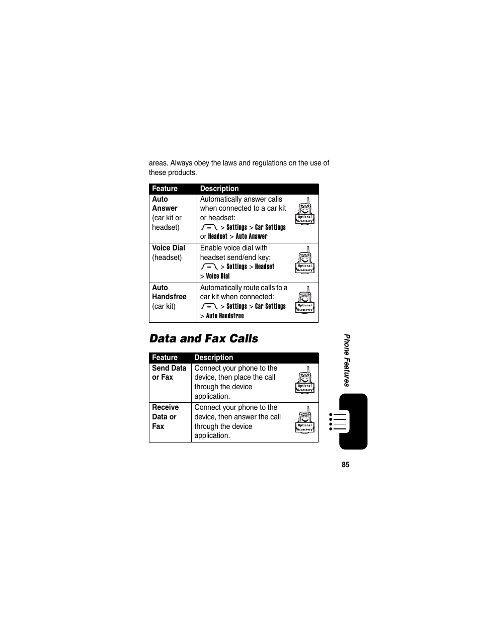 Data and fax calls | Motorola RAZR V3 User Manual | Page 87 / 110