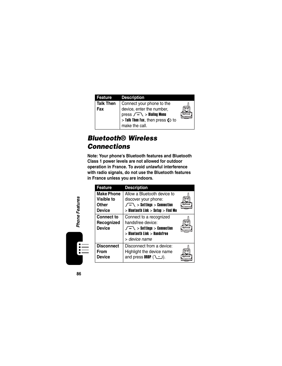 Bluetooth® wireless connections, Bluetooth ® wireless connections | Motorola RAZR V3 User Manual | Page 88 / 110