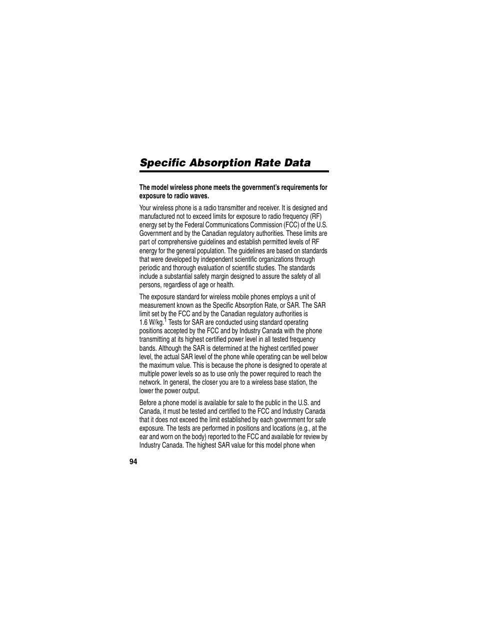 Specific absorption rate data | Motorola RAZR V3 User Manual | Page 96 / 110