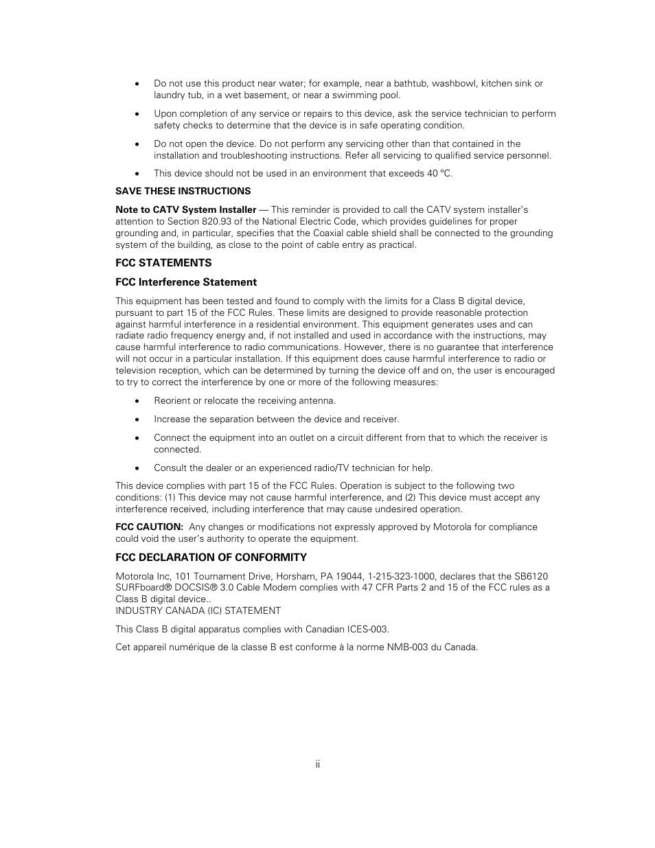 Motorola sb6120 User Manual | Page 3 / 40