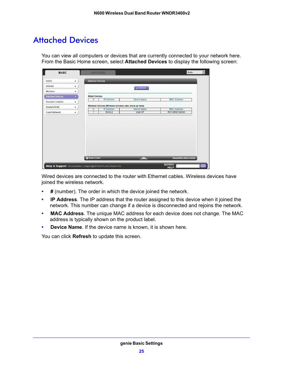 Attached devices | NETGEAR N600 Wireless Dual Band Router WNDR3400v2 User Manual | Page 25 / 120