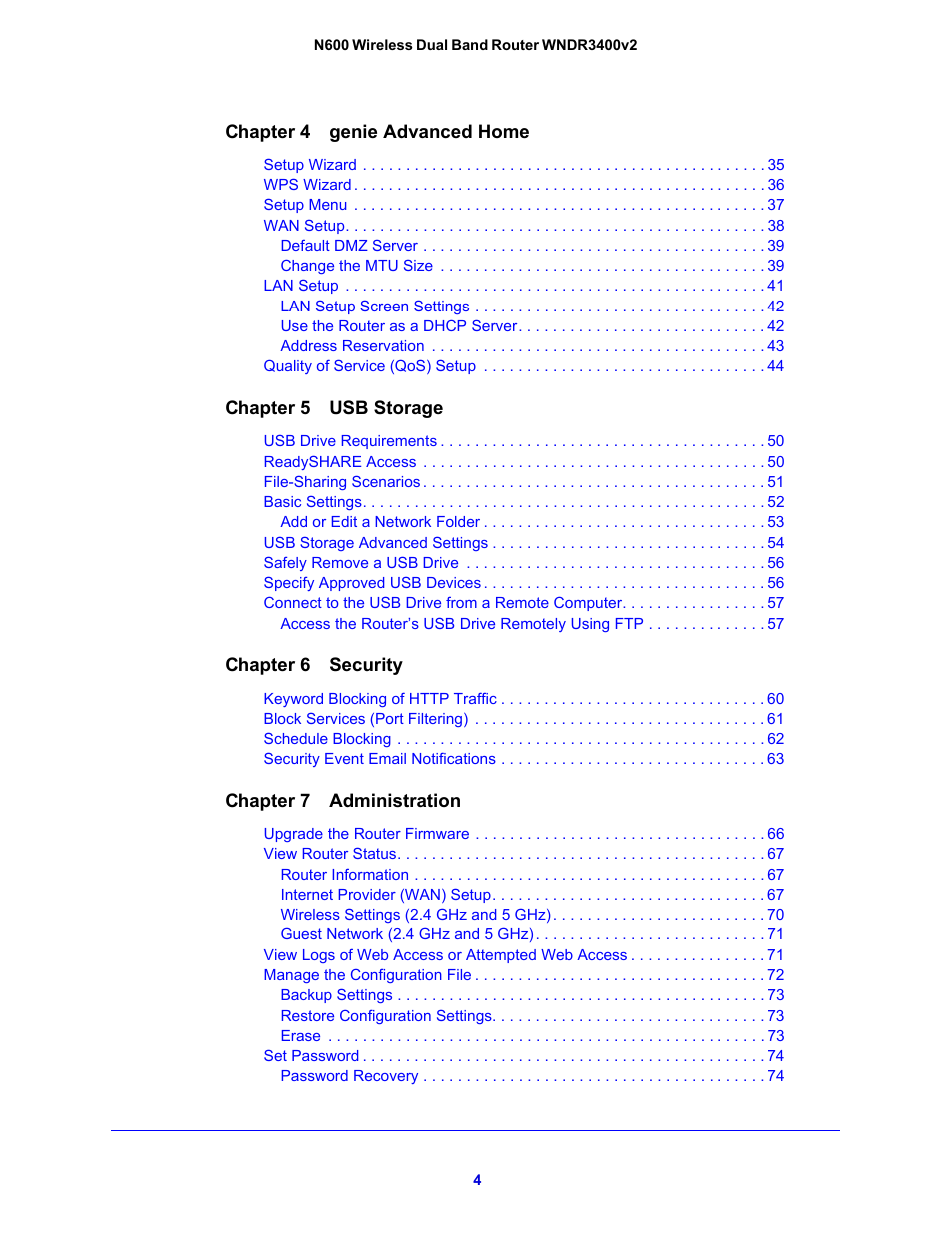 NETGEAR N600 Wireless Dual Band Router WNDR3400v2 User Manual | Page 4 / 120