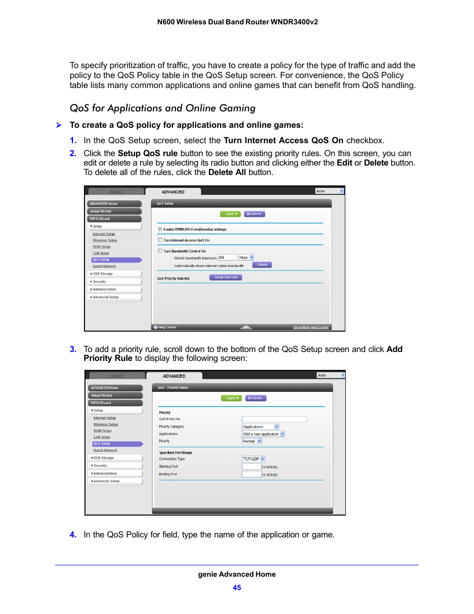 NETGEAR N600 Wireless Dual Band Router WNDR3400v2 User Manual | Page 45 / 120
