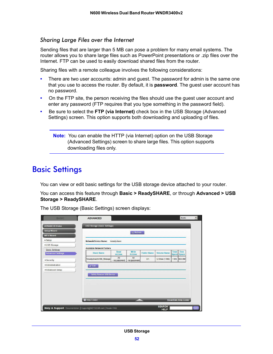 Basic settings | NETGEAR N600 Wireless Dual Band Router WNDR3400v2 User Manual | Page 52 / 120