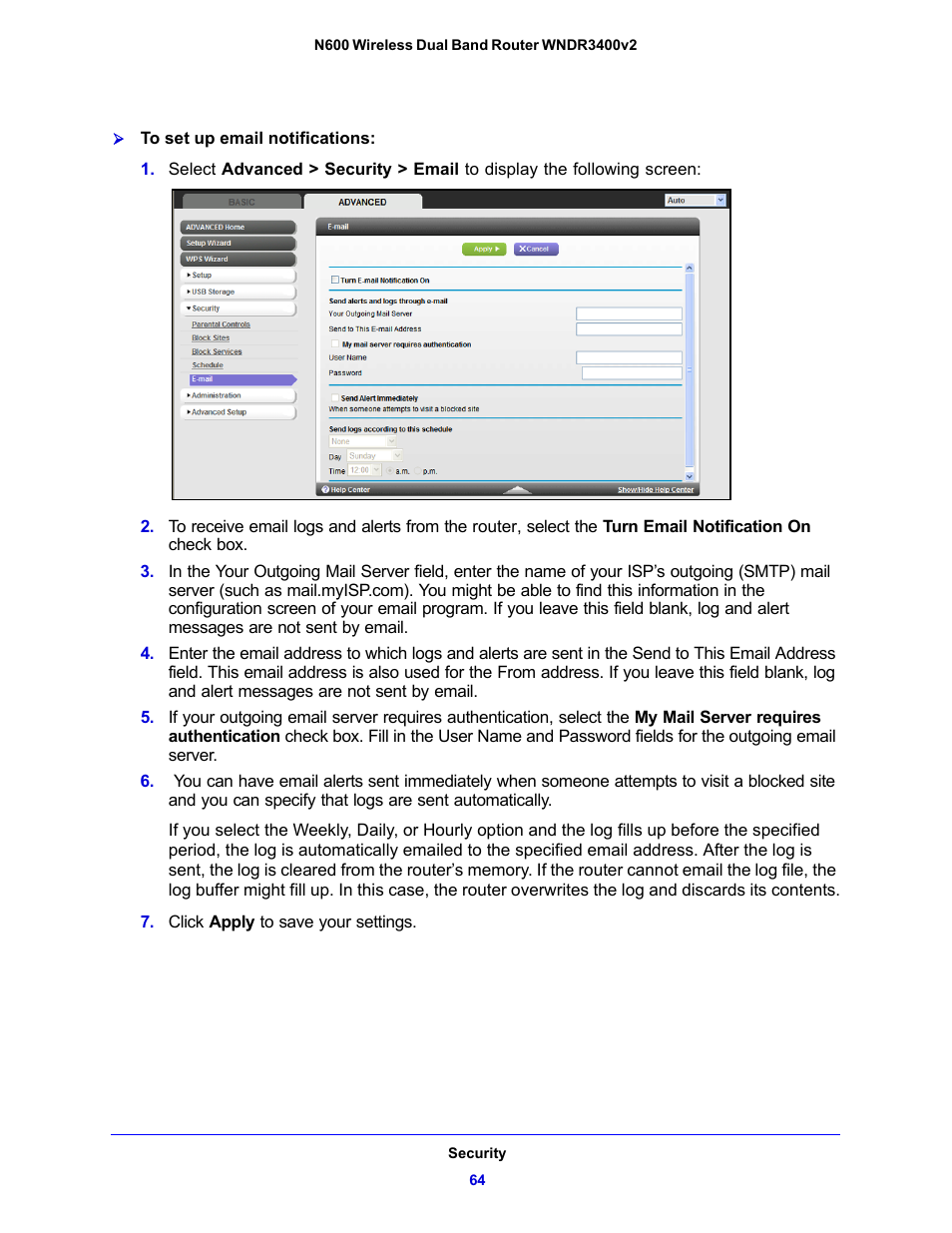 NETGEAR N600 Wireless Dual Band Router WNDR3400v2 User Manual | Page 64 / 120