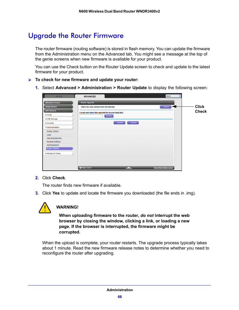 Upgrade the router firmware, En. see | NETGEAR N600 Wireless Dual Band Router WNDR3400v2 User Manual | Page 66 / 120