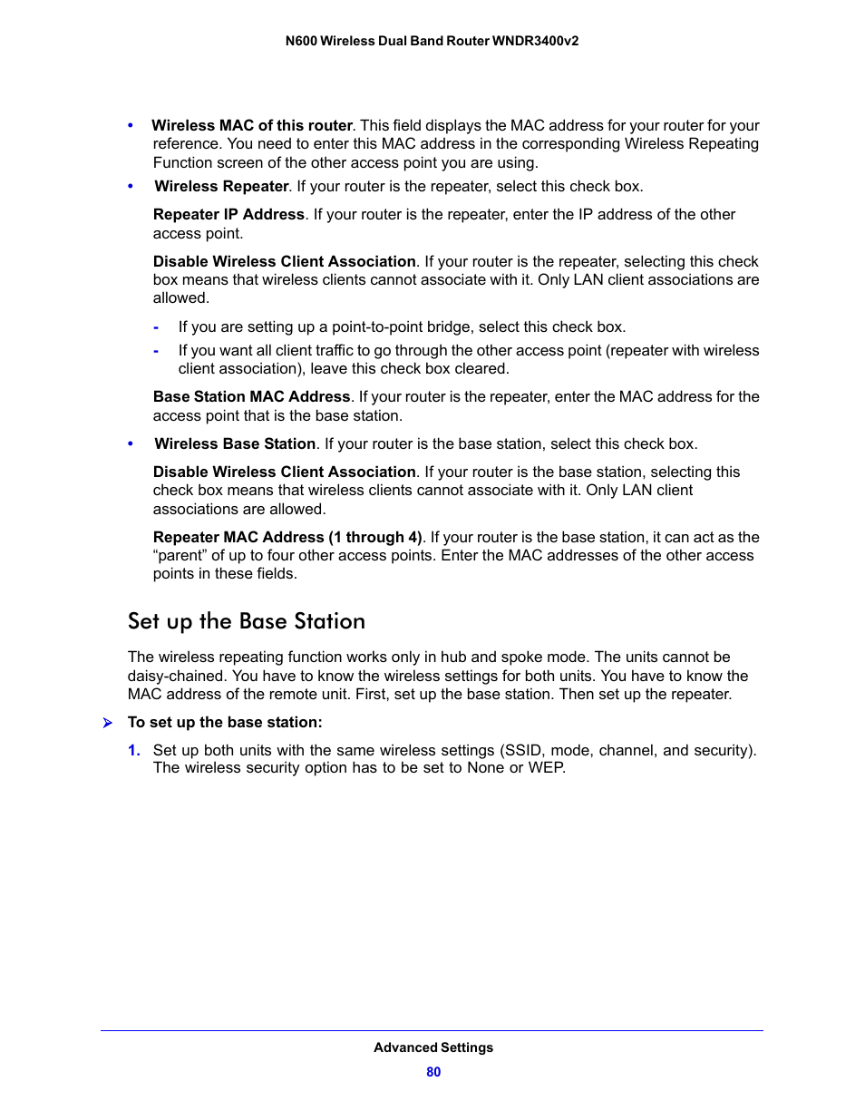 Set up the base station | NETGEAR N600 Wireless Dual Band Router WNDR3400v2 User Manual | Page 80 / 120