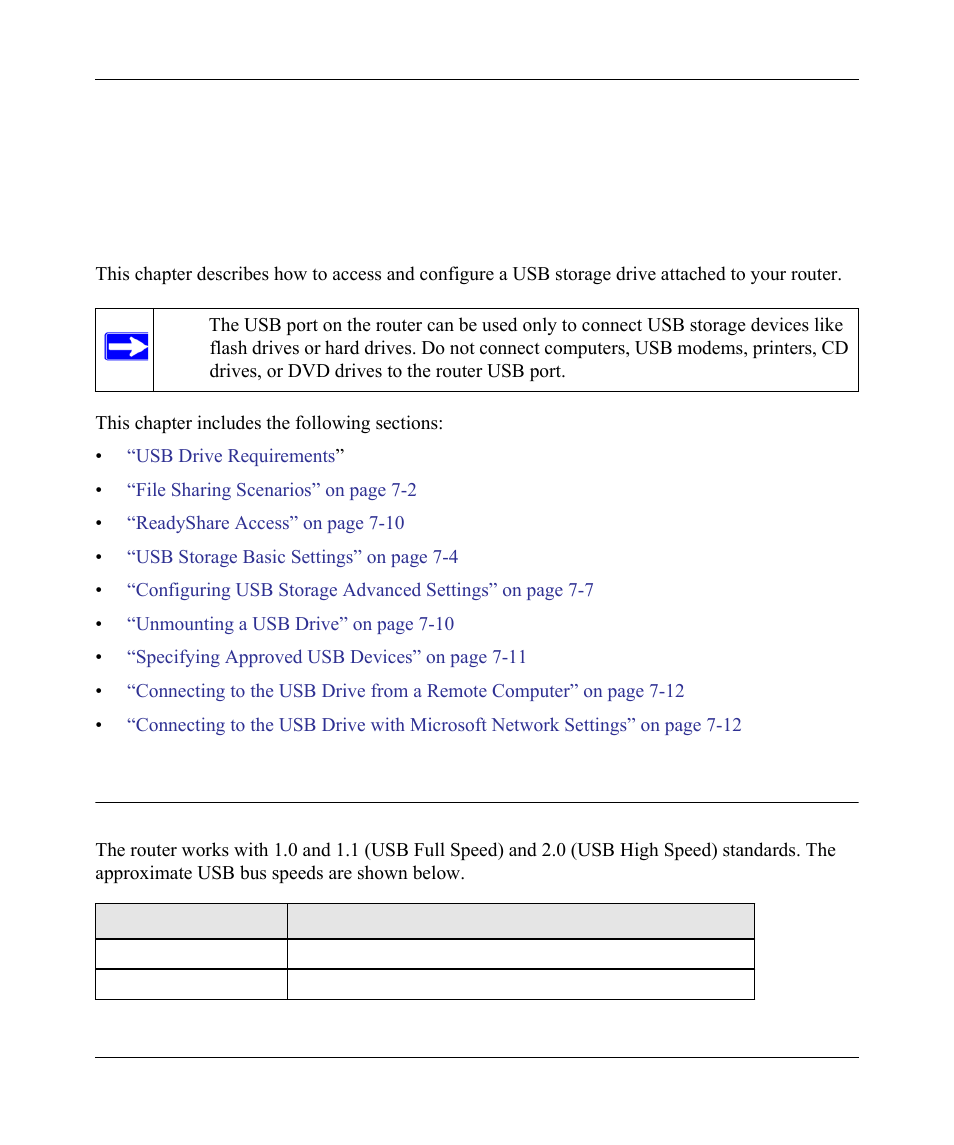 Chapter 7 usb storage, Usb drive requirements, Usb drive requirements -1 | NETGEAR wndr3700 User Manual | Page 113 / 149