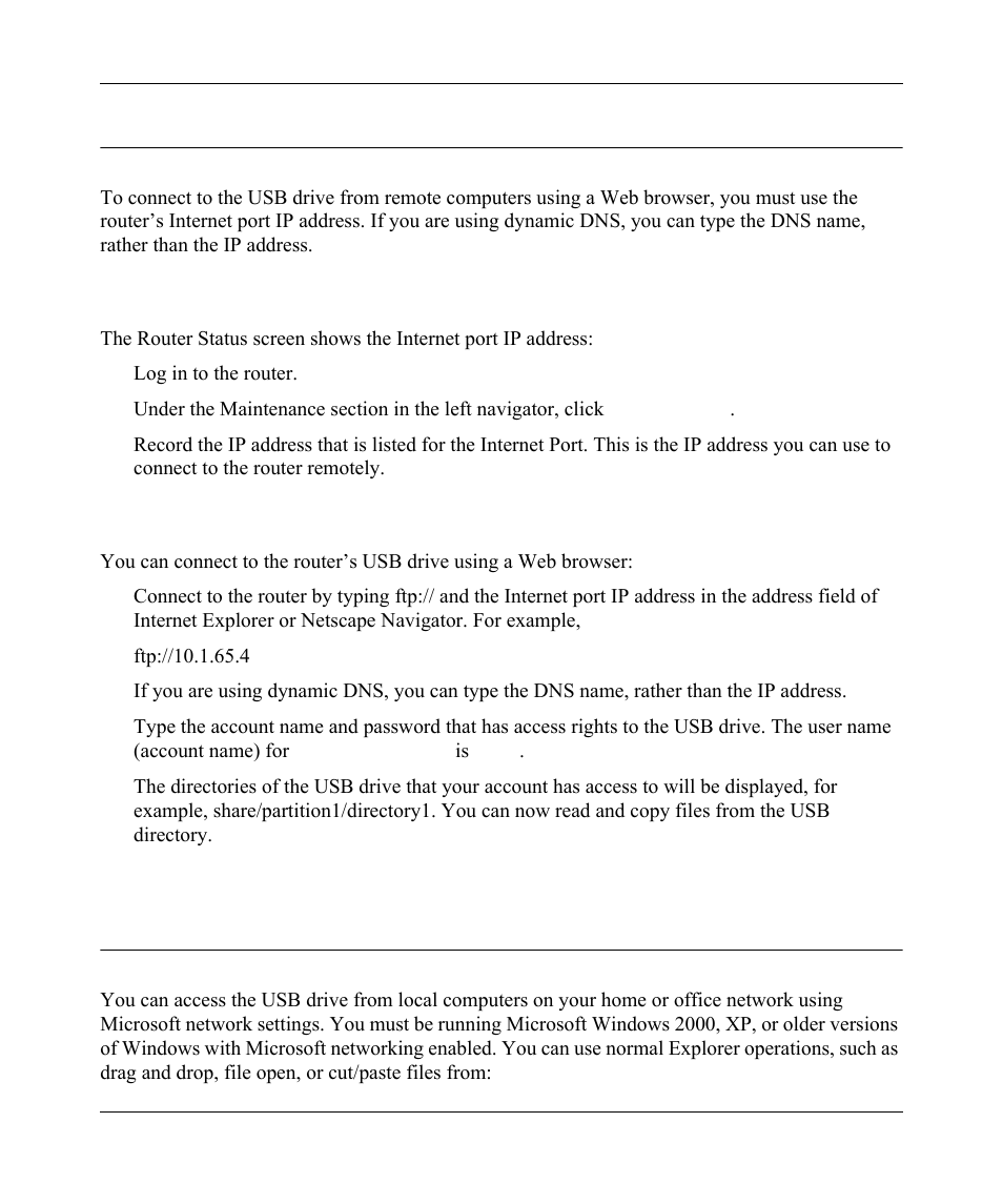 Connecting to the usb drive from a remote computer, Locating the internet port ip address, Locating the internet port ip address -12 | NETGEAR wndr3700 User Manual | Page 124 / 149
