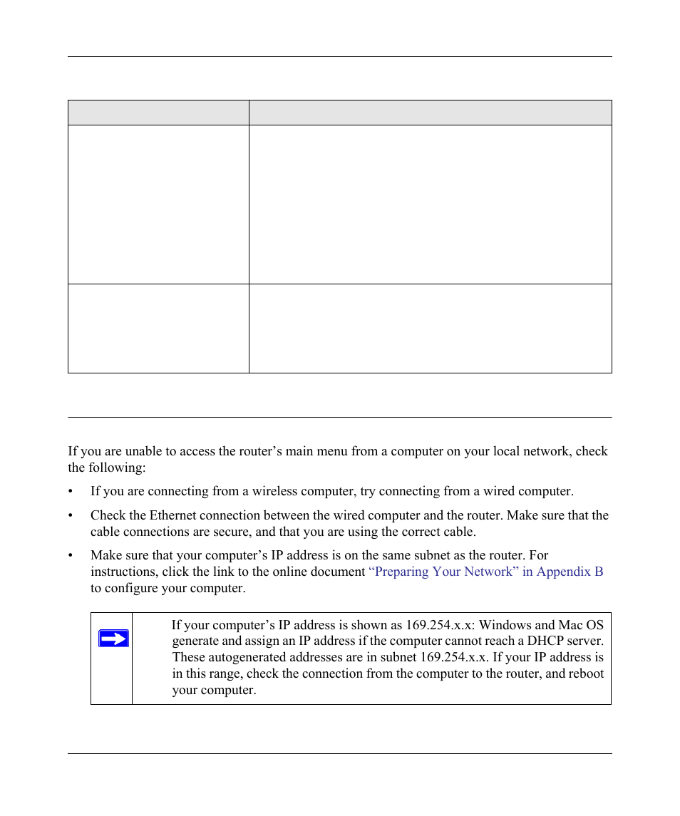 Cannot access the router main menu, Cannot access the router main menu -4 | NETGEAR wndr3700 User Manual | Page 129 / 149