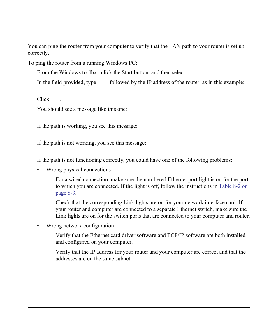 Testing the lan path to your router, Testing the lan path to your router -7 | NETGEAR wndr3700 User Manual | Page 132 / 149