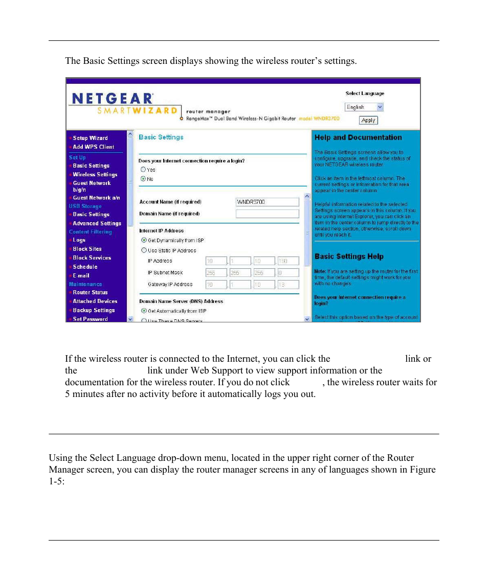 Selecting a language for your screen display, Selecting a language for your screen display -4 | NETGEAR wndr3700 User Manual | Page 17 / 149