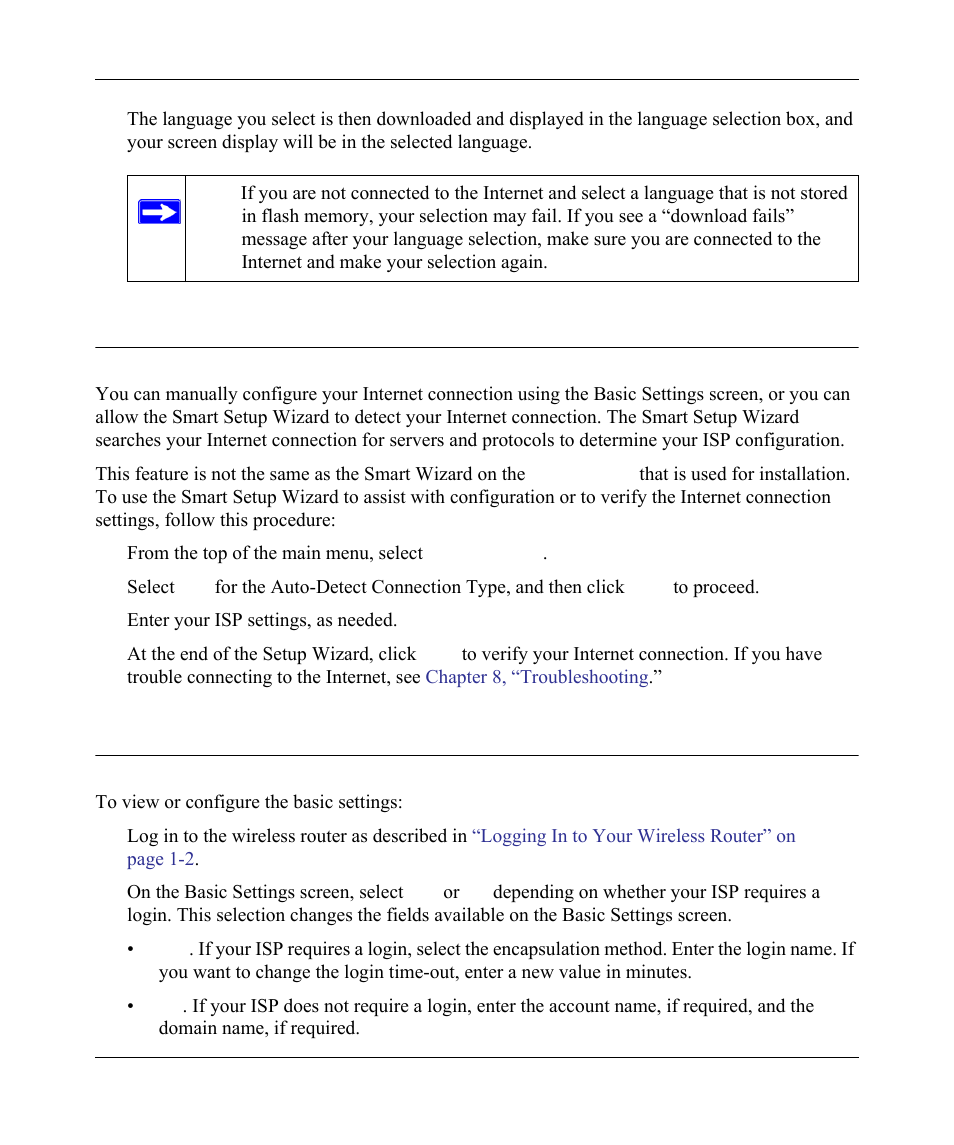 Using the setup wizard, Viewing or manually configuring your isp settings, Using the setup wizard -6 | NETGEAR wndr3700 User Manual | Page 19 / 149