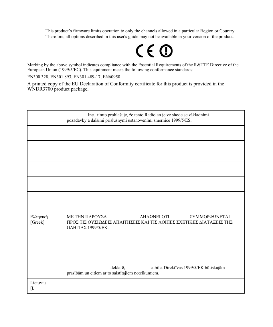 Europe – eu declaration of conformity | NETGEAR wndr3700 User Manual | Page 3 / 149