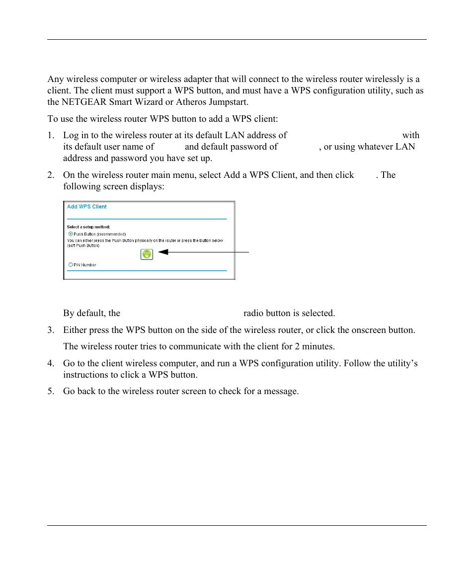 Using a wps button to add a wps client, Using a wps button to add a wps client -14, Using a | NETGEAR wndr3700 User Manual | Page 36 / 149