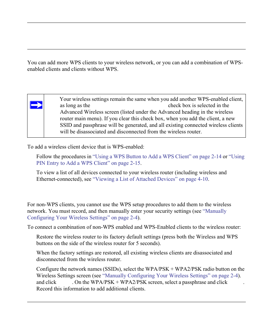 Adding more wps clients, Adding both wps and non-wps clients, Adding more wps clients -18 | Adding both wps and non-wps clients -18 | NETGEAR wndr3700 User Manual | Page 40 / 149