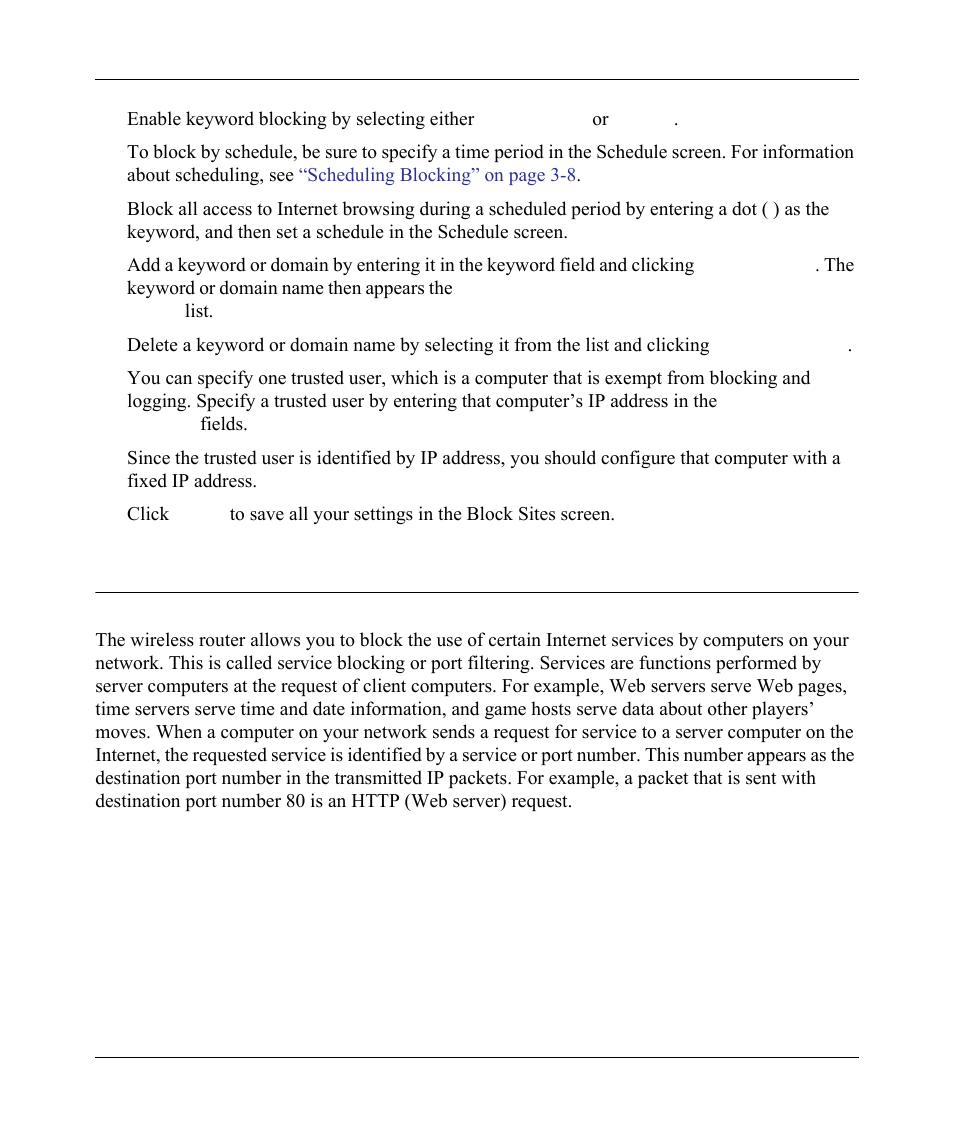 Blocking access to internet services, Blocking access to internet services -5 | NETGEAR wndr3700 User Manual | Page 50 / 149