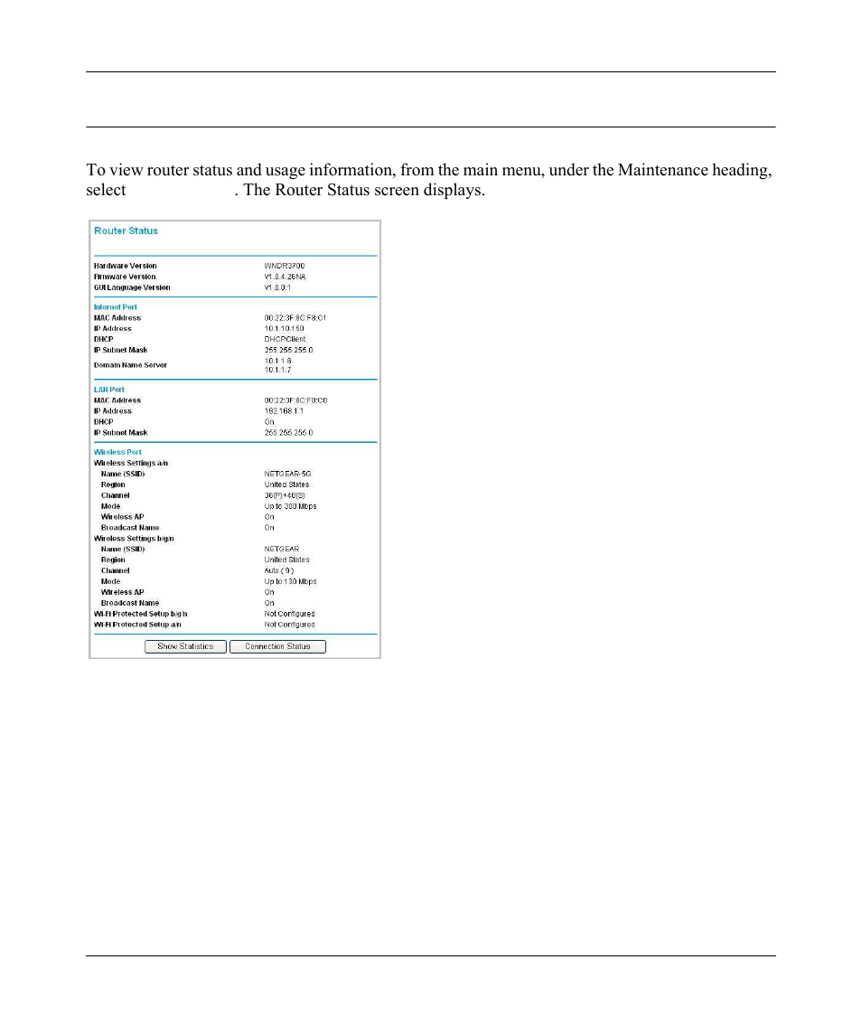 Viewing wireless router status information, Viewing wireless router status information -5 | NETGEAR wndr3700 User Manual | Page 61 / 149
