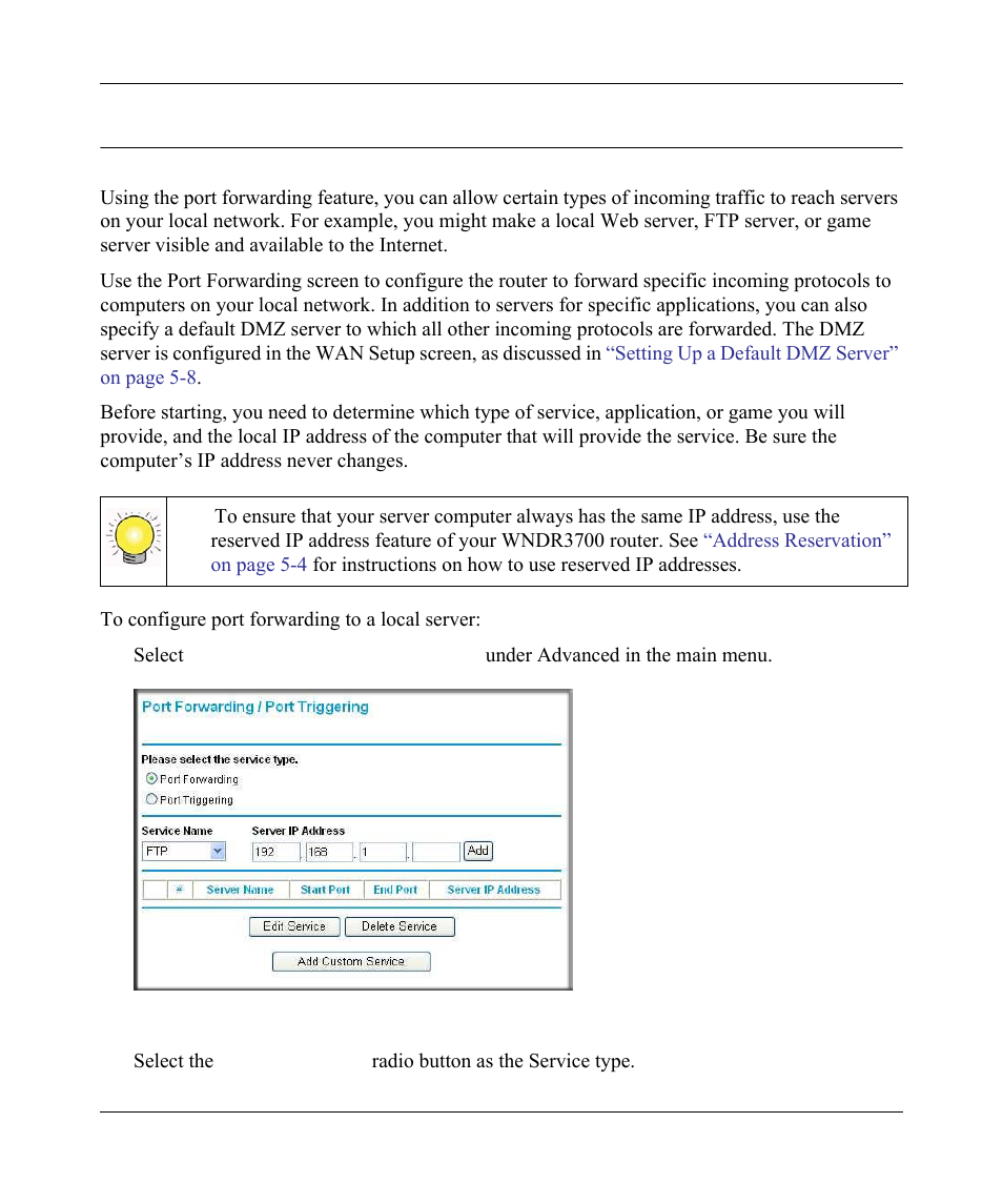 Configuring port forwarding to local servers, Configuring port forwarding to local servers -16 | NETGEAR wndr3700 User Manual | Page 88 / 149