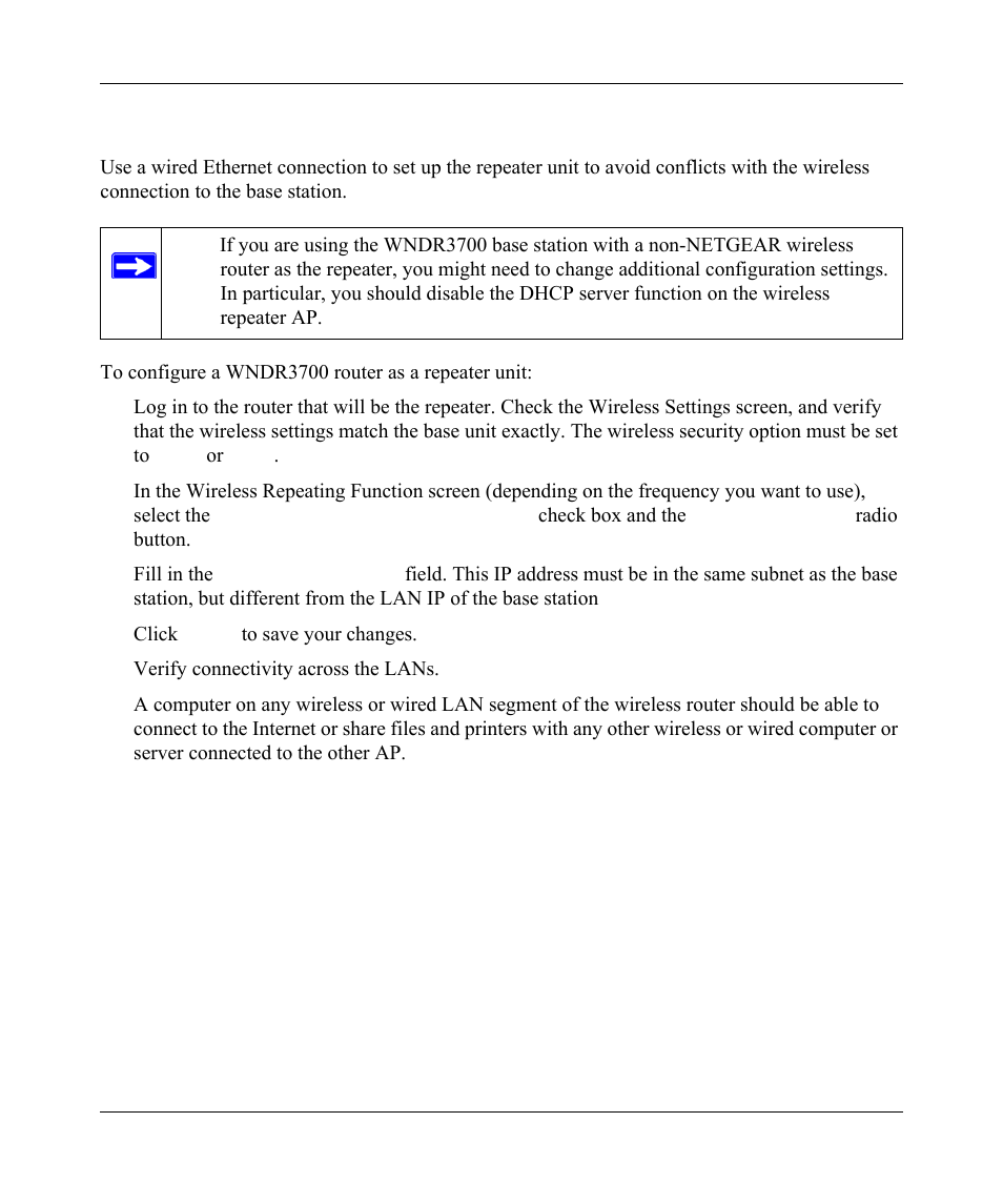 Setting up a repeater unit, Setting up a repeater unit -26 | NETGEAR wndr3700 User Manual | Page 98 / 149