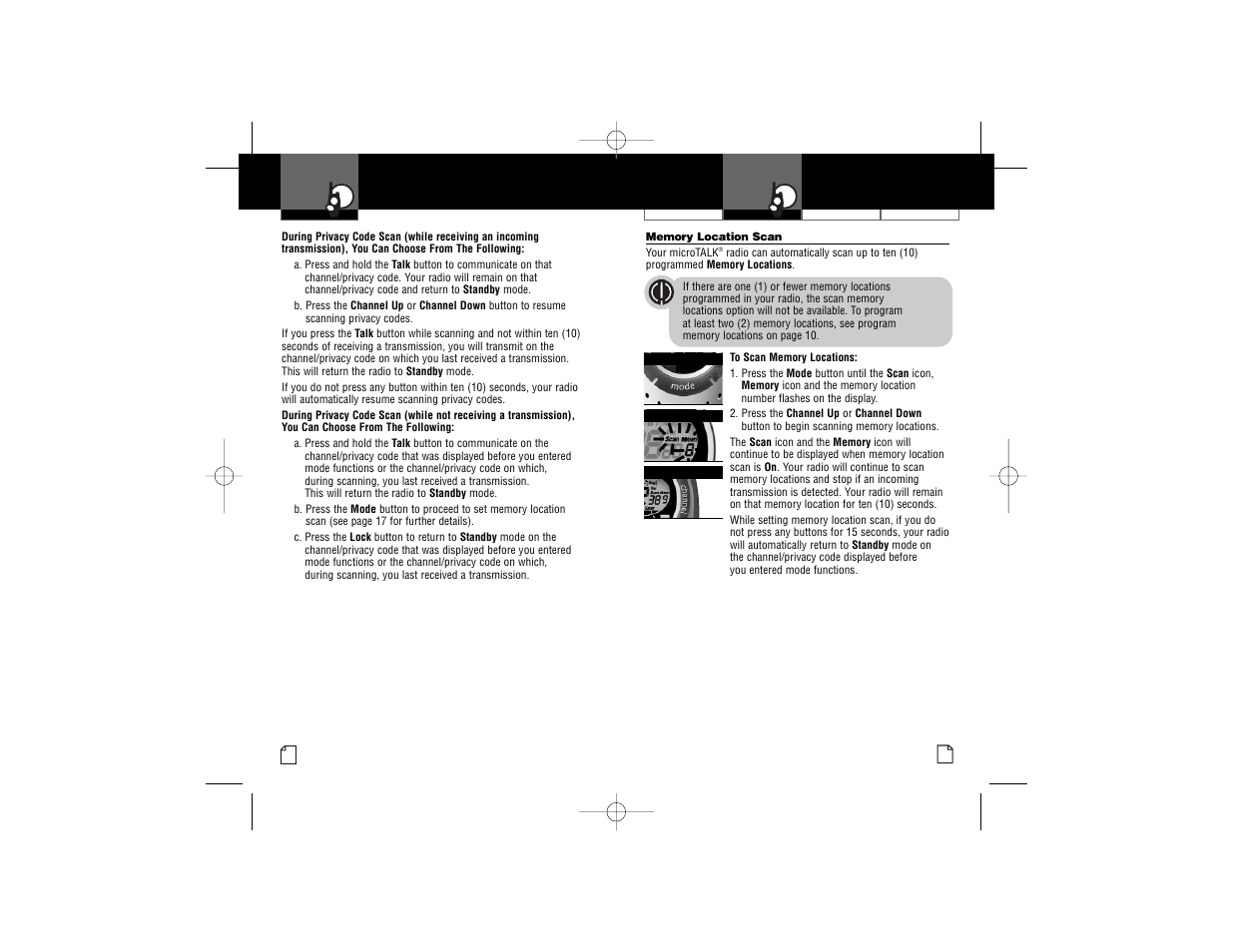 Mode functions | Cobra Electronics PR3100DX User Manual | Page 11 / 16